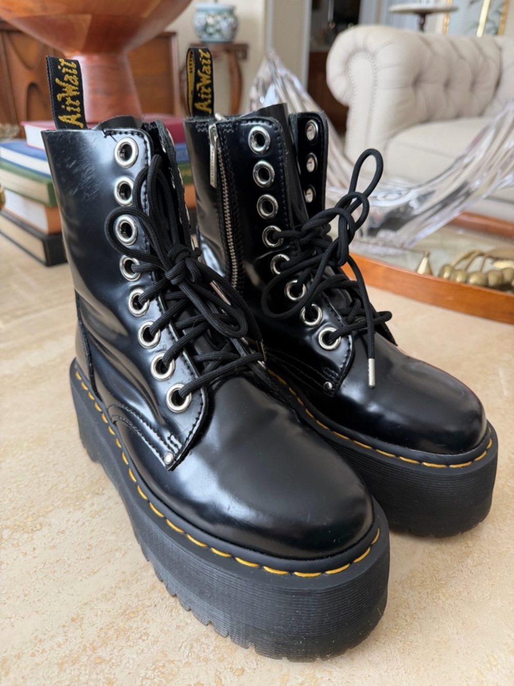 Dr. Martens Black Jadon Platform Lace-Up Boots Size 6 - Picture 10 of 17